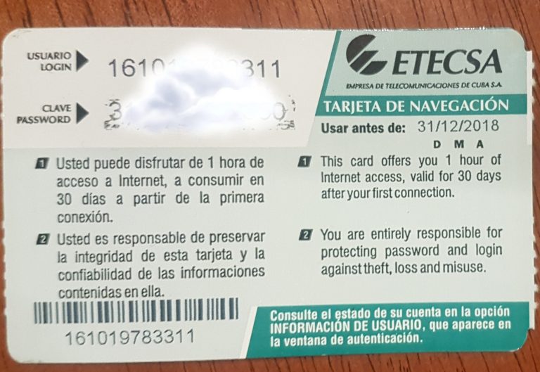 ETECSA Internet Card